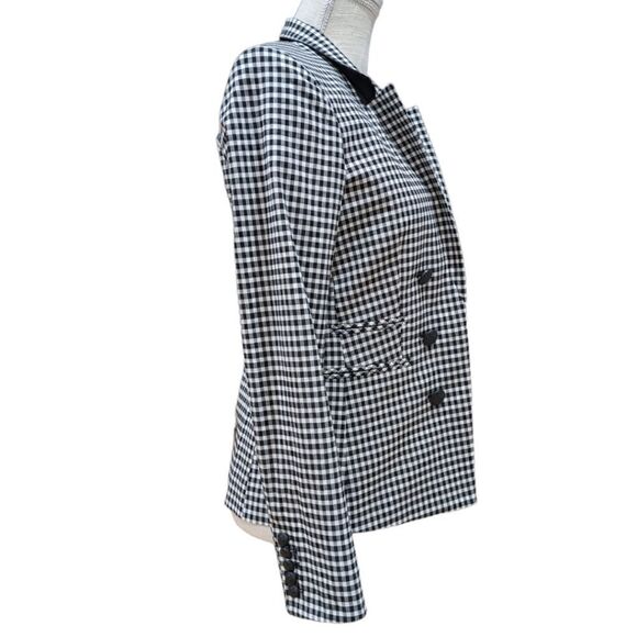 NWT Veronica Beard Cottage Gingham Large Lapel Jacket Black & White Plaid Size 4 - Picture 7 of 14